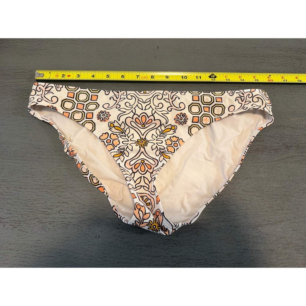 Tory Burch Bikini Bottoms Orange Cream Geometric Floral Print Swim Medium